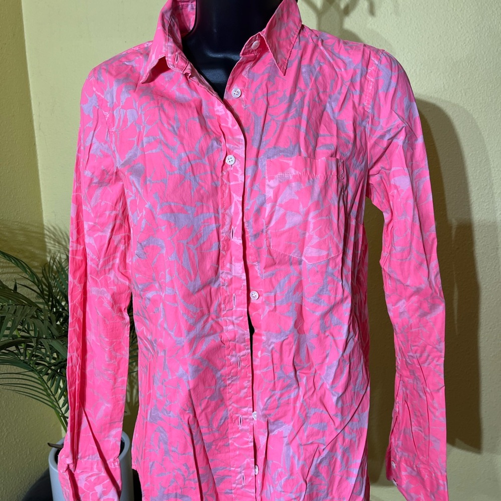 J Crew button down blouse in hot pink